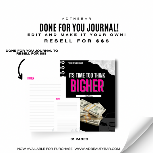 DFY “BIGHER” JOURNAL (CANVA) RESELL FOR PROFIT $$$ FREE FOLLOW UP CALL/TEXT AFTER PURCHASE